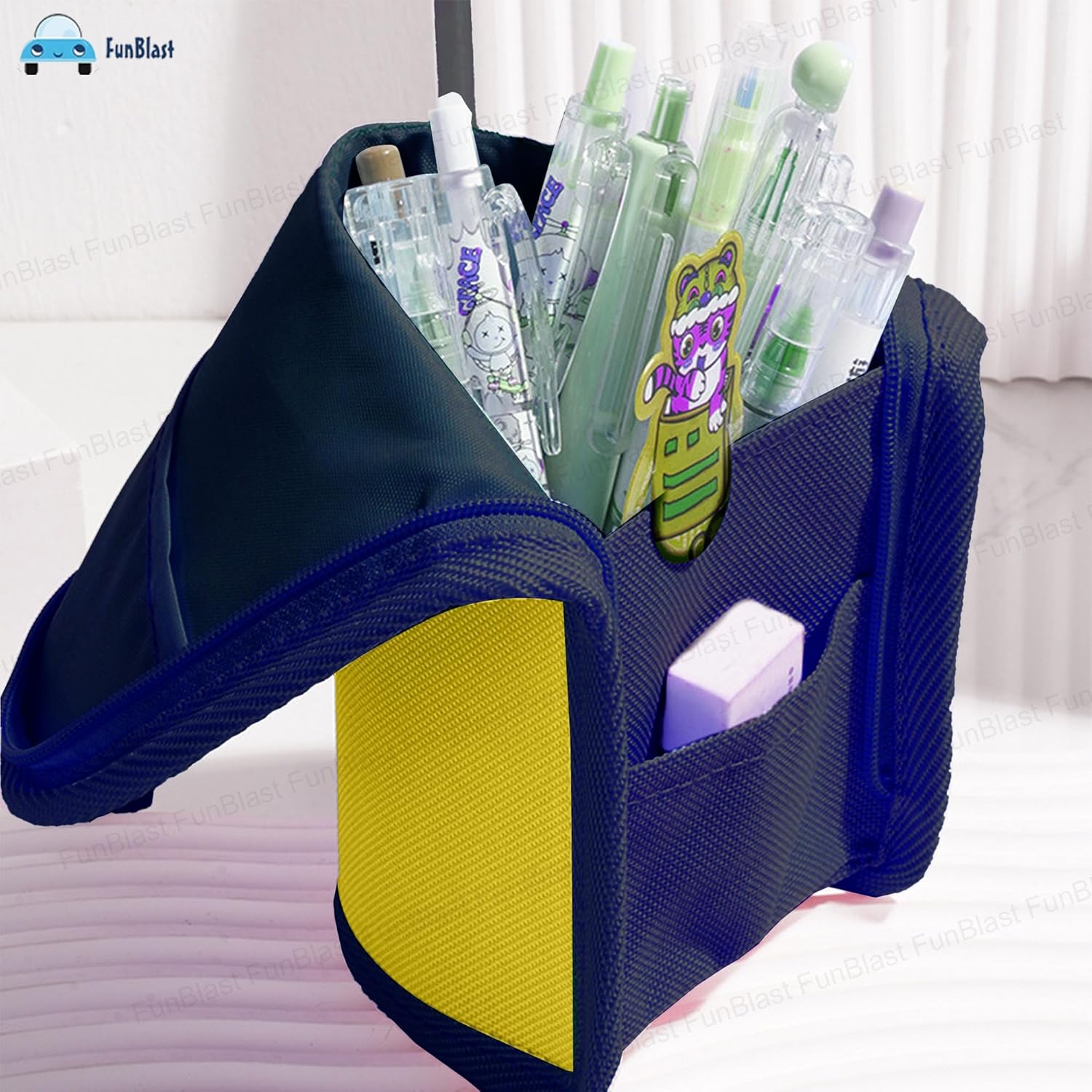 Korean Boba Pop Up Stationery Organizer Pencil Pouch for Kids (Yellow)