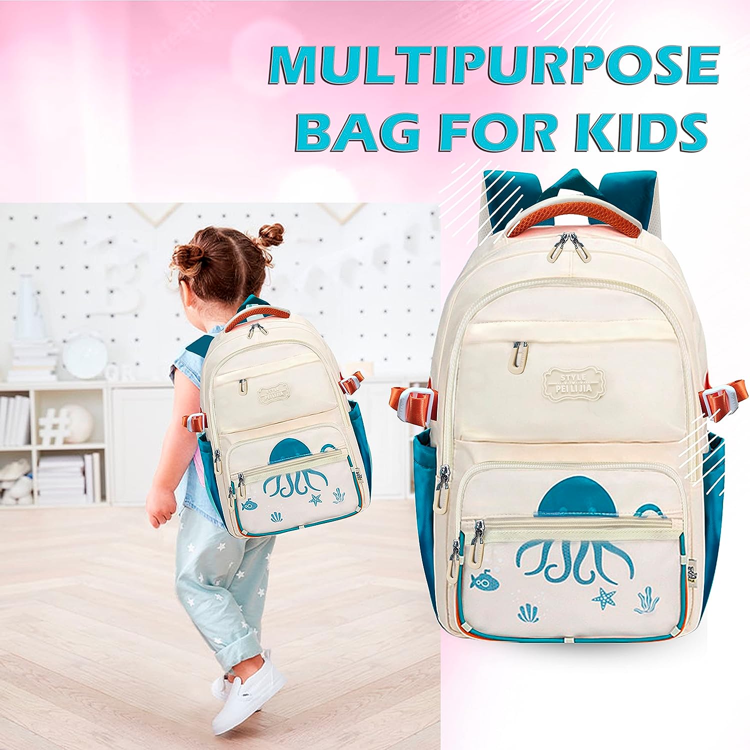 School Bag - School Backpack, College Backpack, Travel Backpack, Office Backpack, Multipurpose Bag for Kids, Casual Bagpack, Picnic Bag for Boys & Girls (46 X 34 X 20 CM)