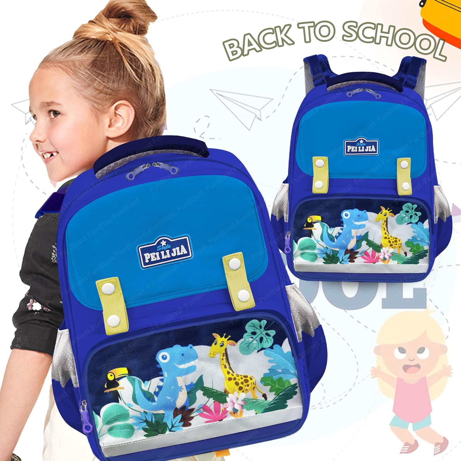 School Bag for Boys - Zoo Animal School Bag for Girls, Travel Backpack, Multipurpose Bag for Boys, Girls, Casual Bag for Teens, Picnic Bag for Children (41 X 29 X 13 CM)