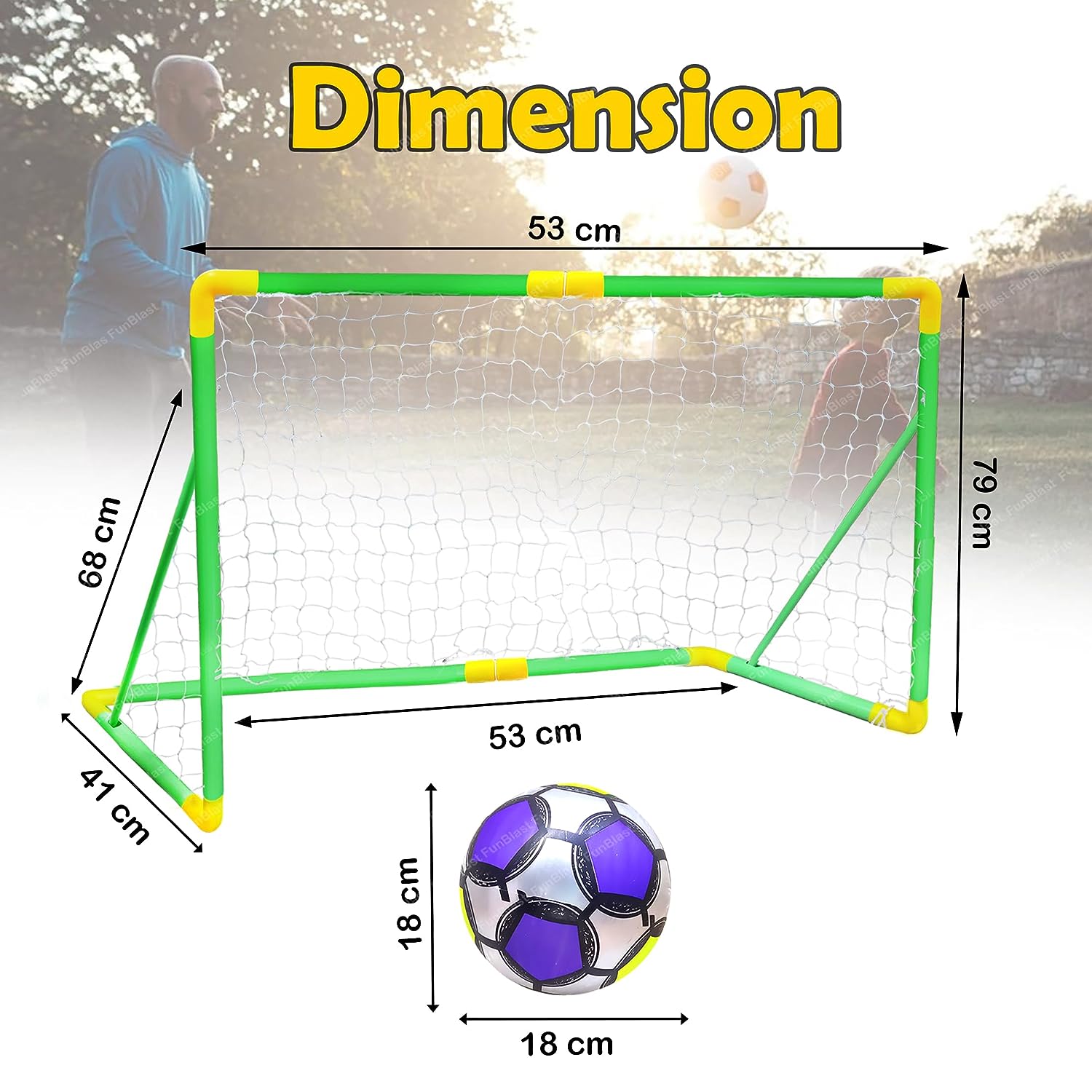 Football Goal Post Net with Ball-Football Set for Backyard Fun Summer Play - Indoor Outdoor Football Sport Games Mini Training Practice Set for 6+ Years Kids, Boys, Girls