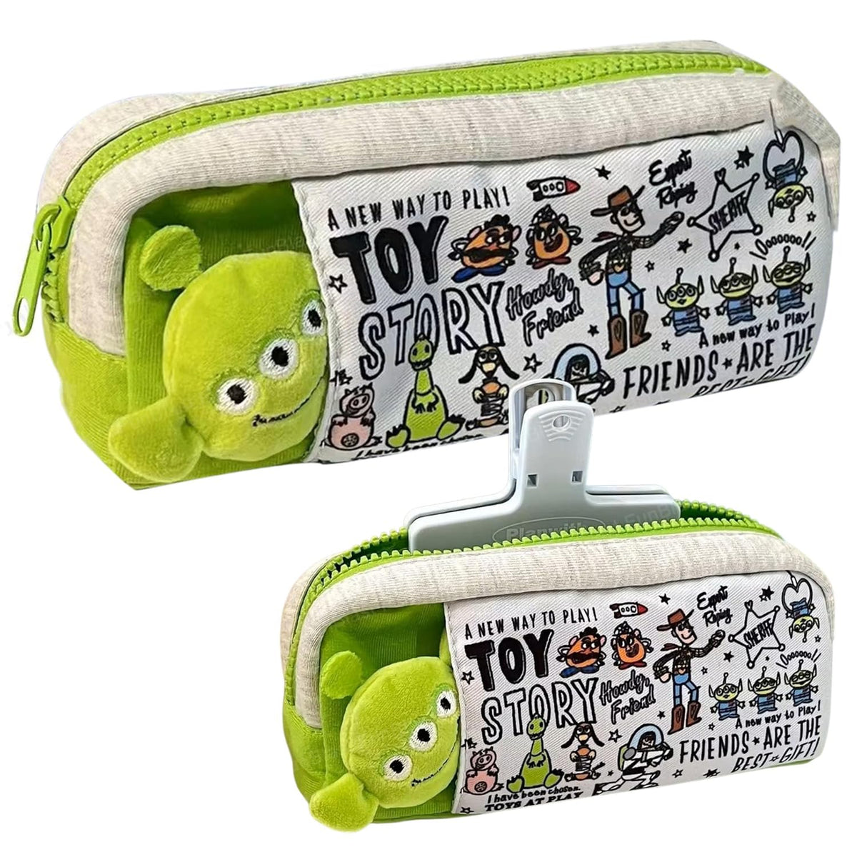 Cartoon Design Multipurpose Zipper Pouch for Kids (Green)