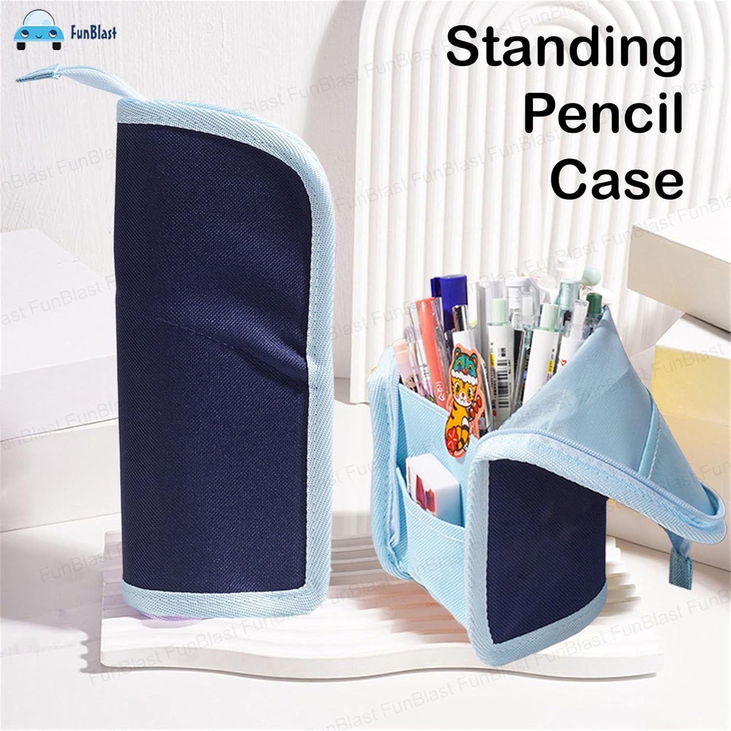 Korean Boba Pop Up Stationery Organizer Pencil Pouch for Kids (Blue)