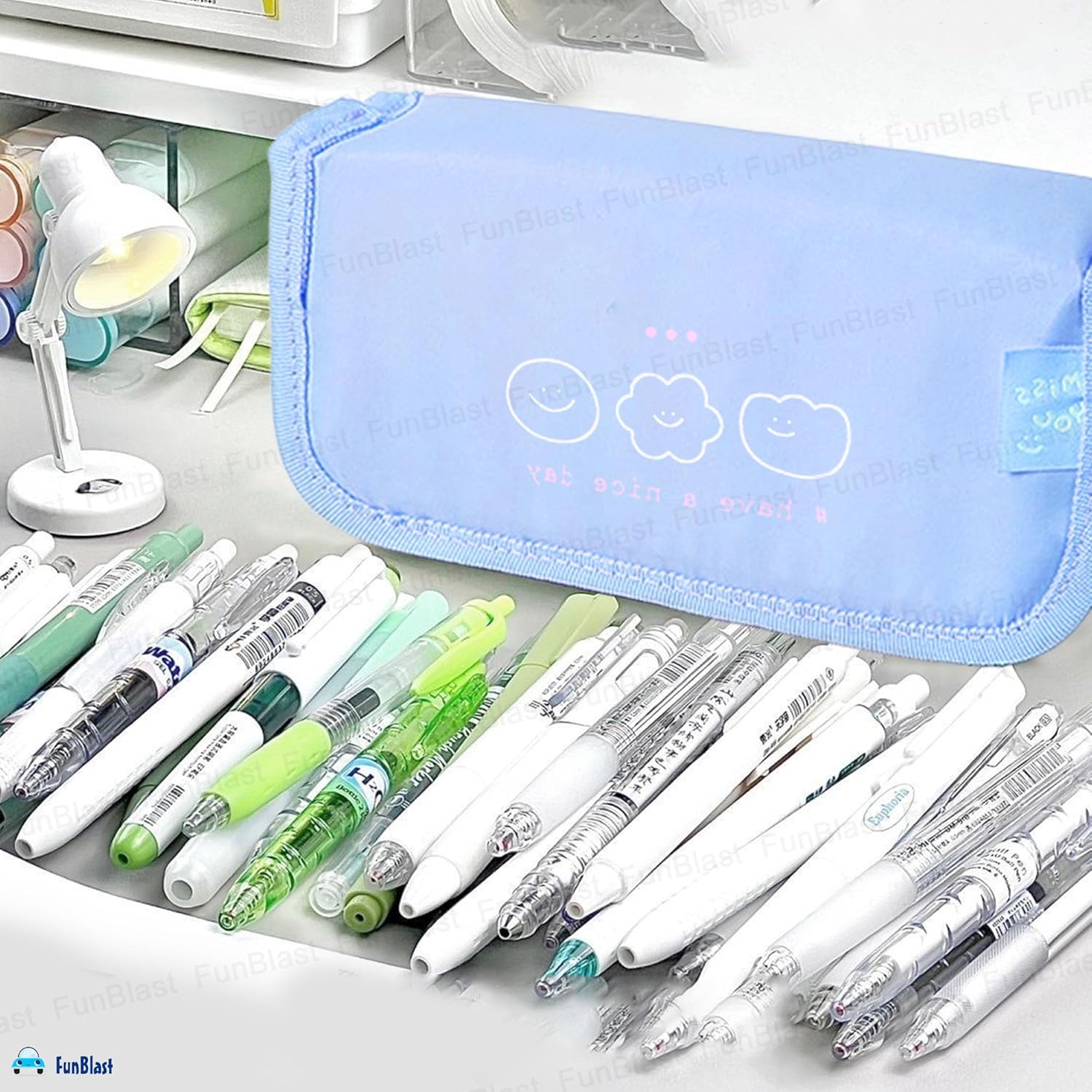 Multipurpose Zipper Stationary Organizer Pouch for Kids (Blue)