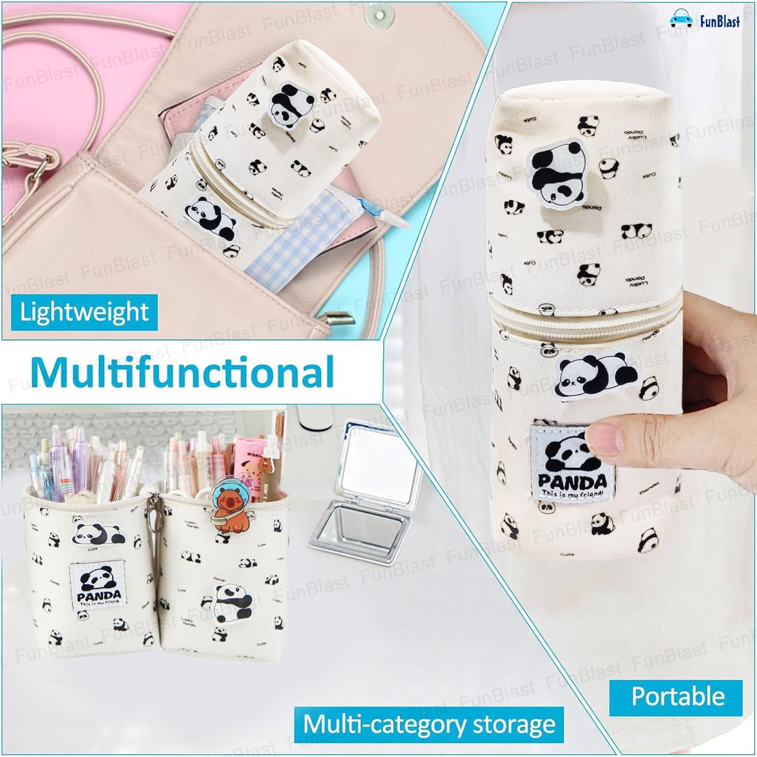 Korean Boba Pop Up Stationery Organizer Pouch for Kids (White)