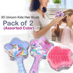 Unicorn Comb and Brush Set – Glitter Hair Brush Comb for Girls,Massage Hairbrush 3D Unicorn Kids Hair Brush/Hair Comb (Pack of 2; Assorted Color)