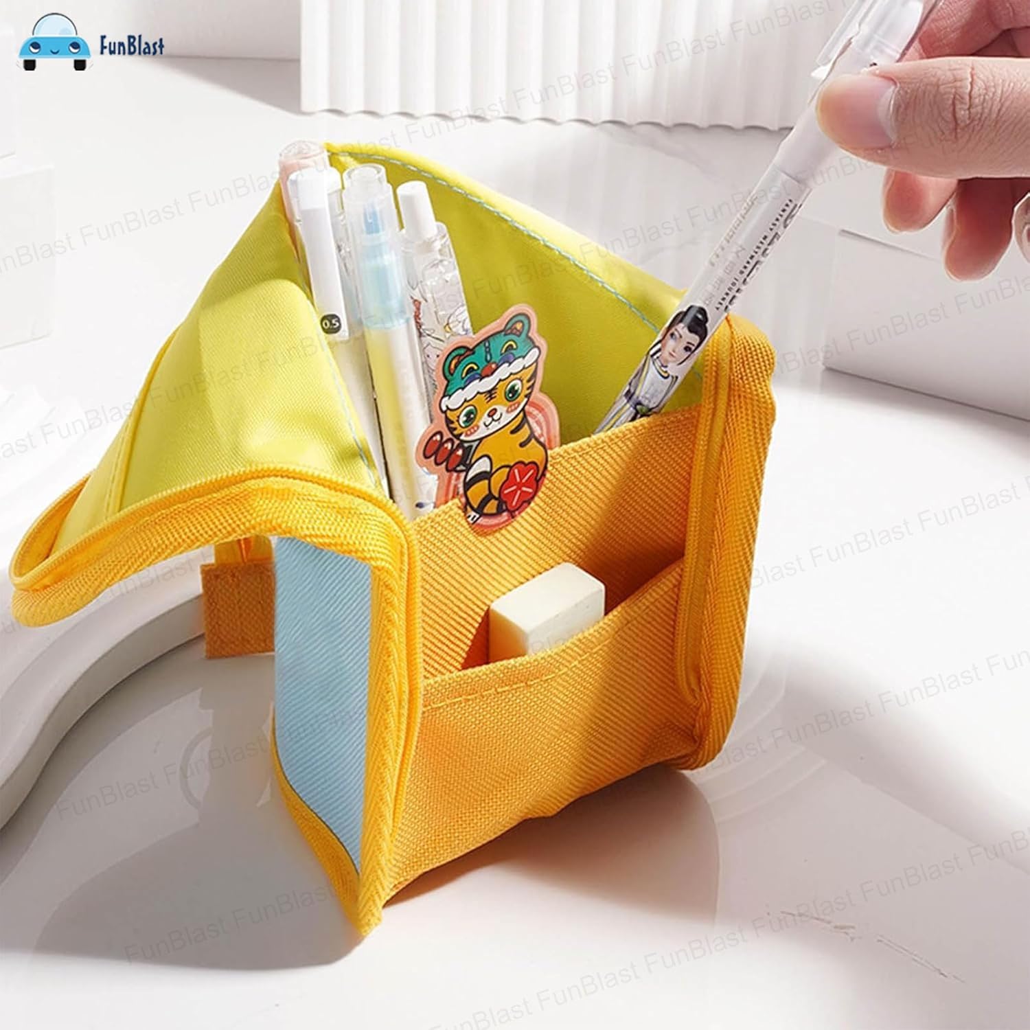 Korean Boba Pop Up Stationery Organizer Pencil Pouch for Kids (SkyBlue)