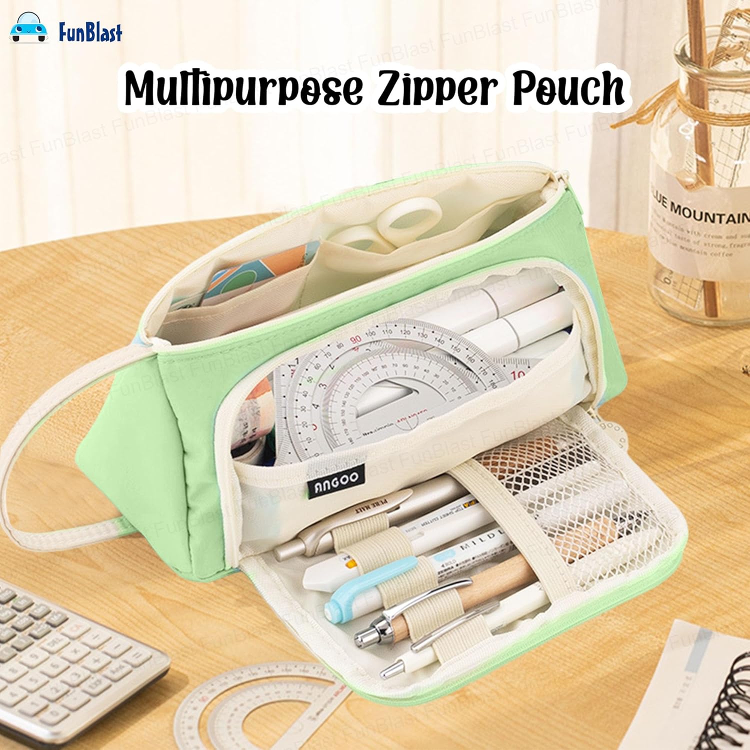 Multipurpose Stationery Organizer Bag with Handle for Kids & Adults(Sea Green)