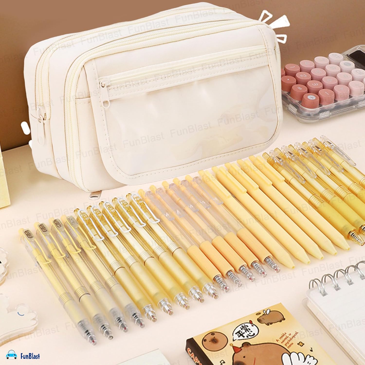Multipurpose Zipper Stationary Organizer for Kids & Adults (OffWhite)