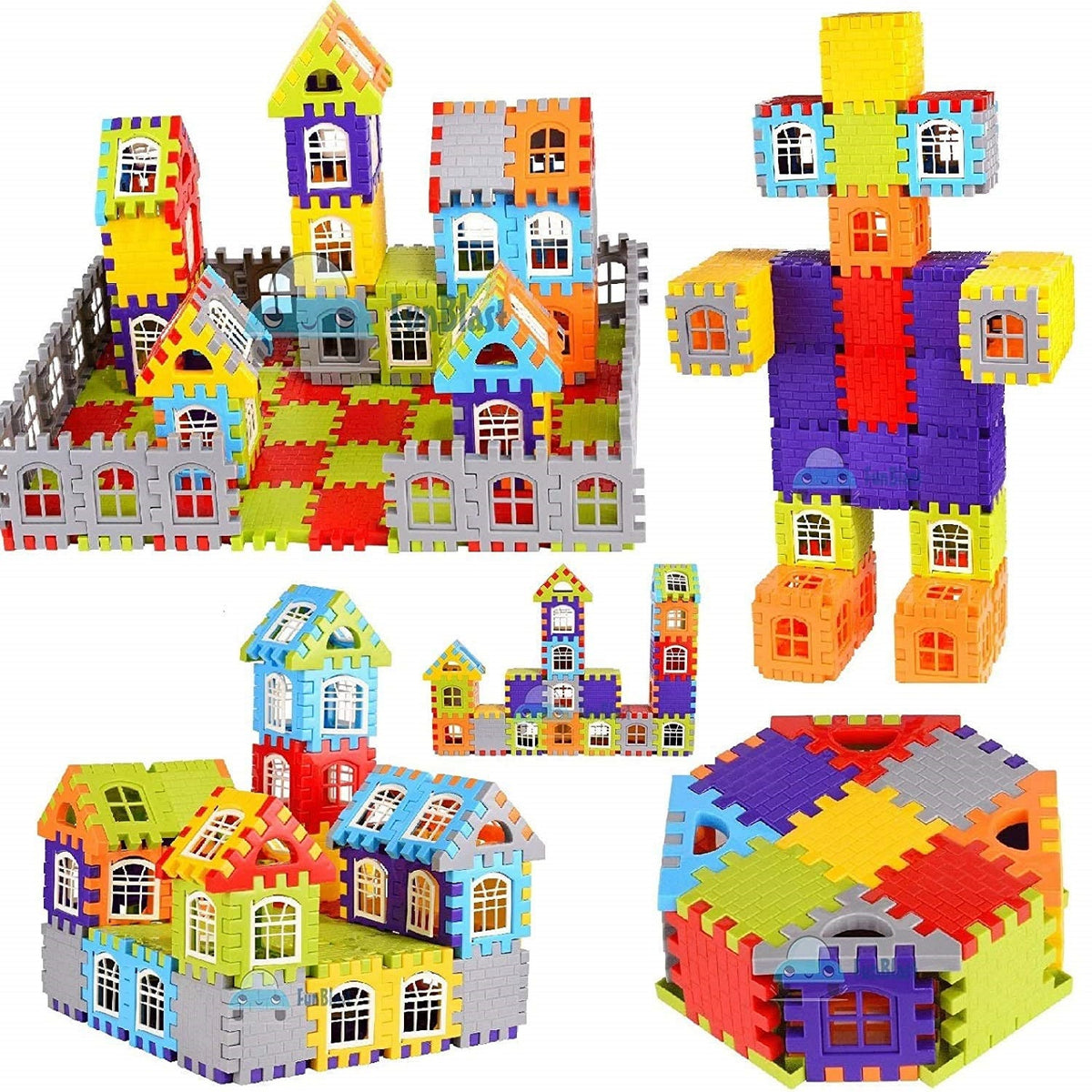 Building Blblocks Building Blocks for Kids, (72 Pieces Blocks) House Building Blocks wit ...
