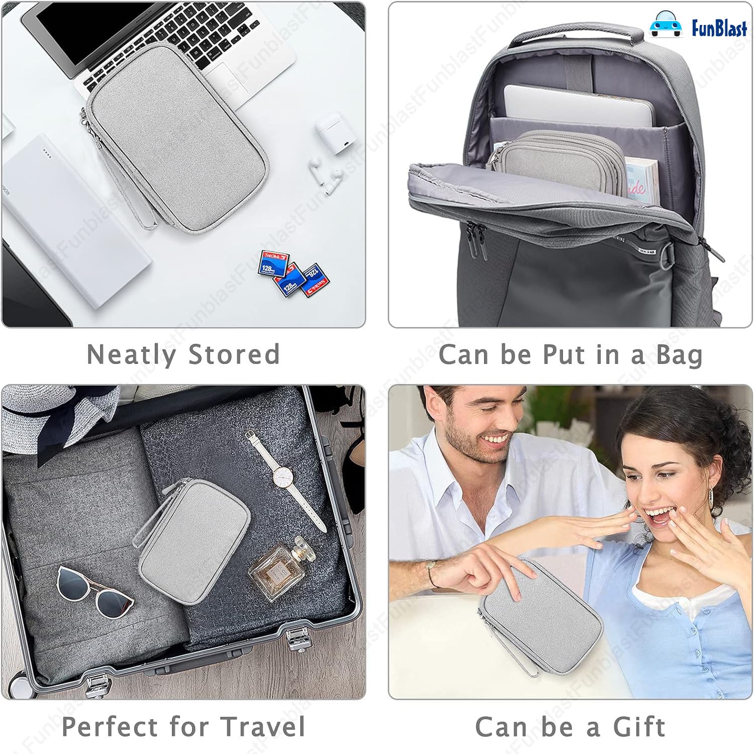 Travel Organizer Pouch with Mesh Pockets for Men and Women (Grey)