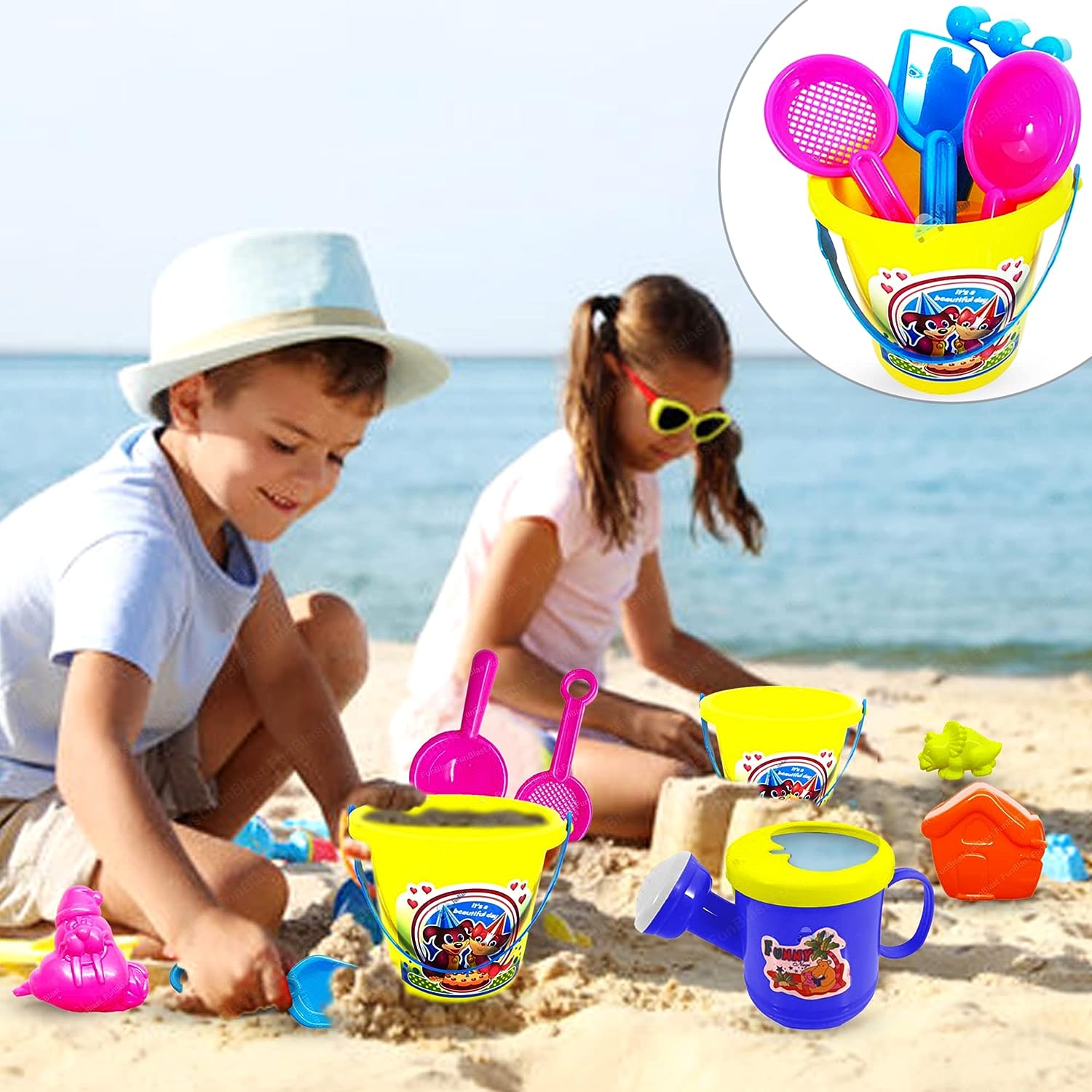 Plastic Beach Castle Water Tools Toys Sand Game - Kids Beach Toys, Sand Toys for Kids -Multicolor