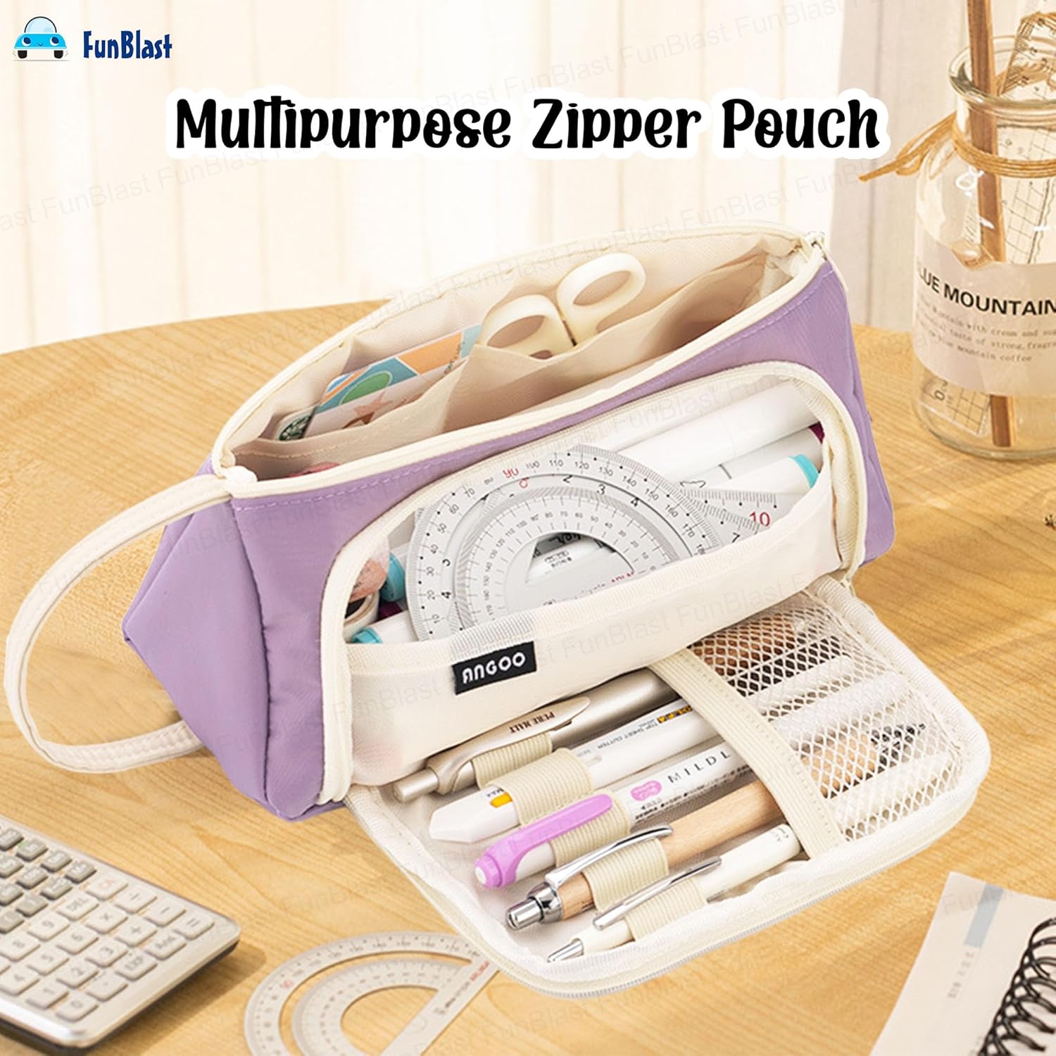 Multipurpose Stationery Organizer Bag with Handle for Kids & Adults(Purple)