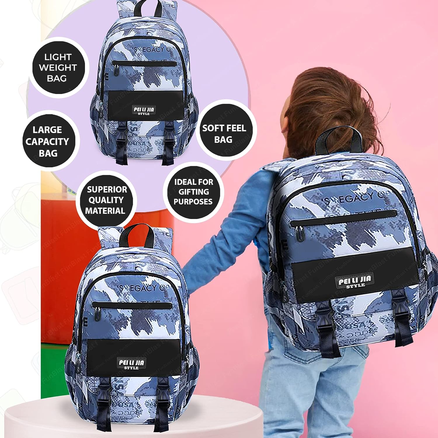 School Bags for Boys, Lightweight School and College Bags, Multipurpose Large Capacity Bag for Boys Girls Kids, Travel Bag, Picnic Bag (46 X 34 X 20 CM)