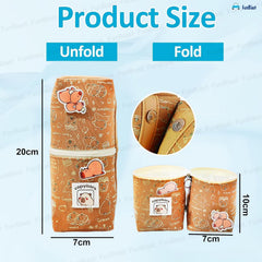 Korean Boba Pop Up Stationery Organizer Pouch for Kids (Brown)