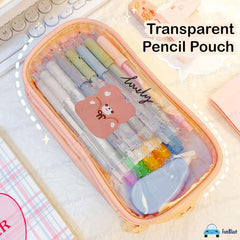 Portable Pencil Pouch with Zipper Closure for Kids (Beige)