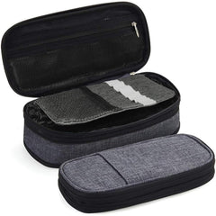 Multiple Compartment Double Zipper Portable Pouch for Kids (Grey)