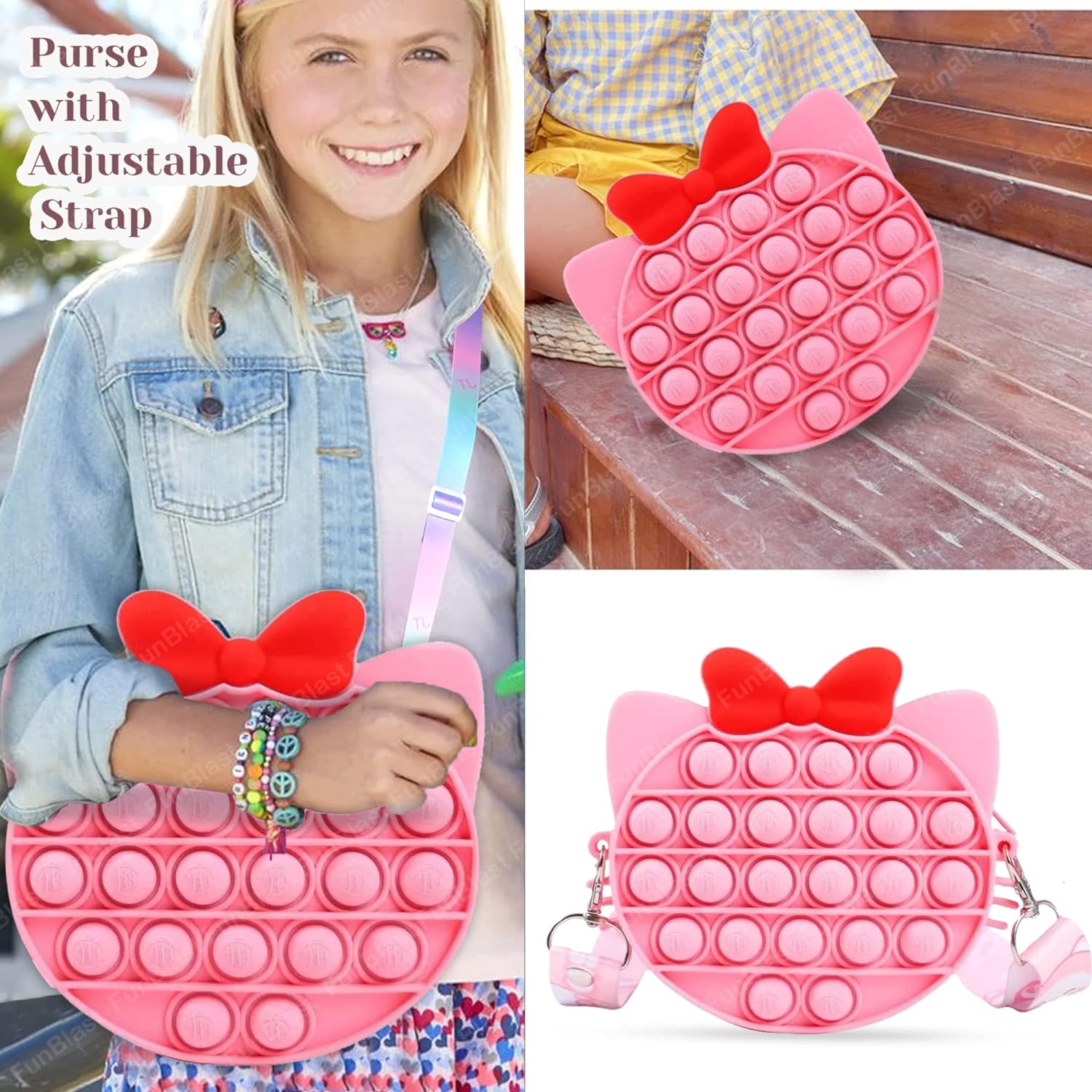 Pop It Sling Bag – Pop It Cross Body Bag for Kids, Pop It Purse for Girls, Birthday Gift for Girls