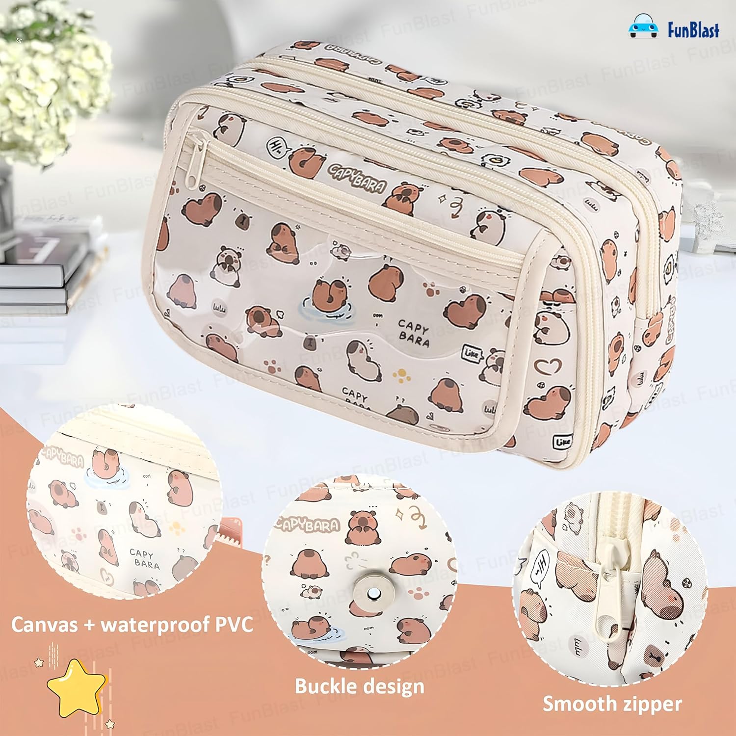CapyBara Print Stationary Organizer Pouch for Kids & Adults