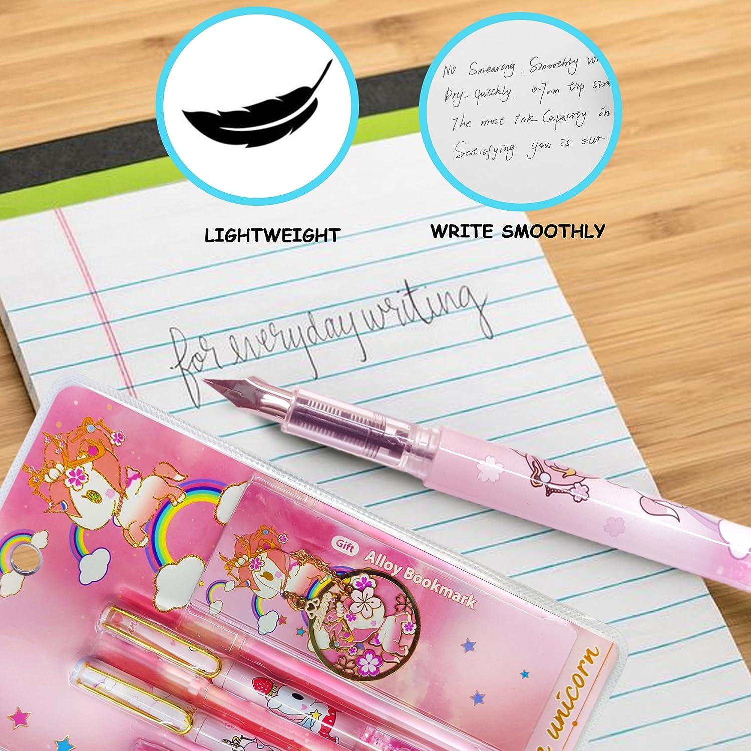 Fountain Pen for Students Unicorn Pen Set for School Stationery Gift for Kids, Birthday Return Gift, Pen for Office, School Stationery Items for Kids