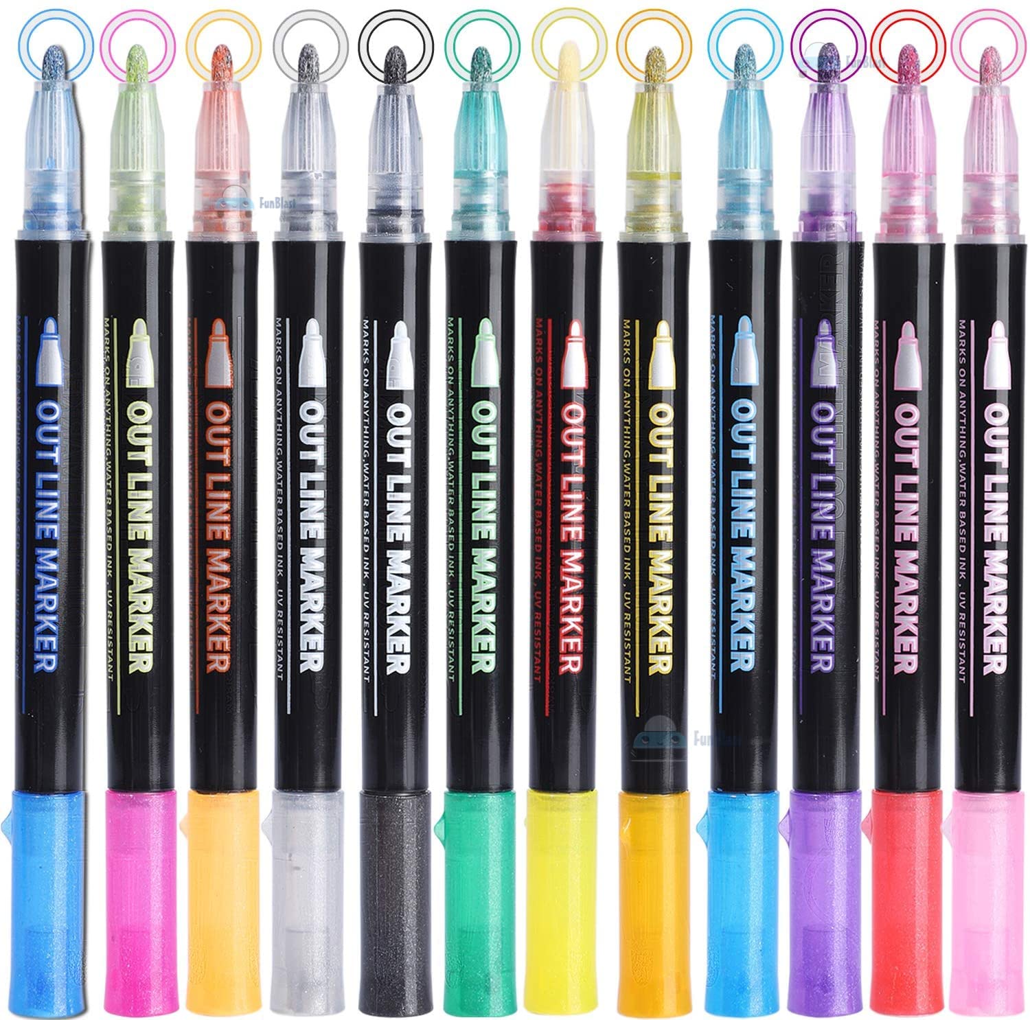 8Pcs/set Brush Metallic Marker Pens Premium Metallic Markers Pens