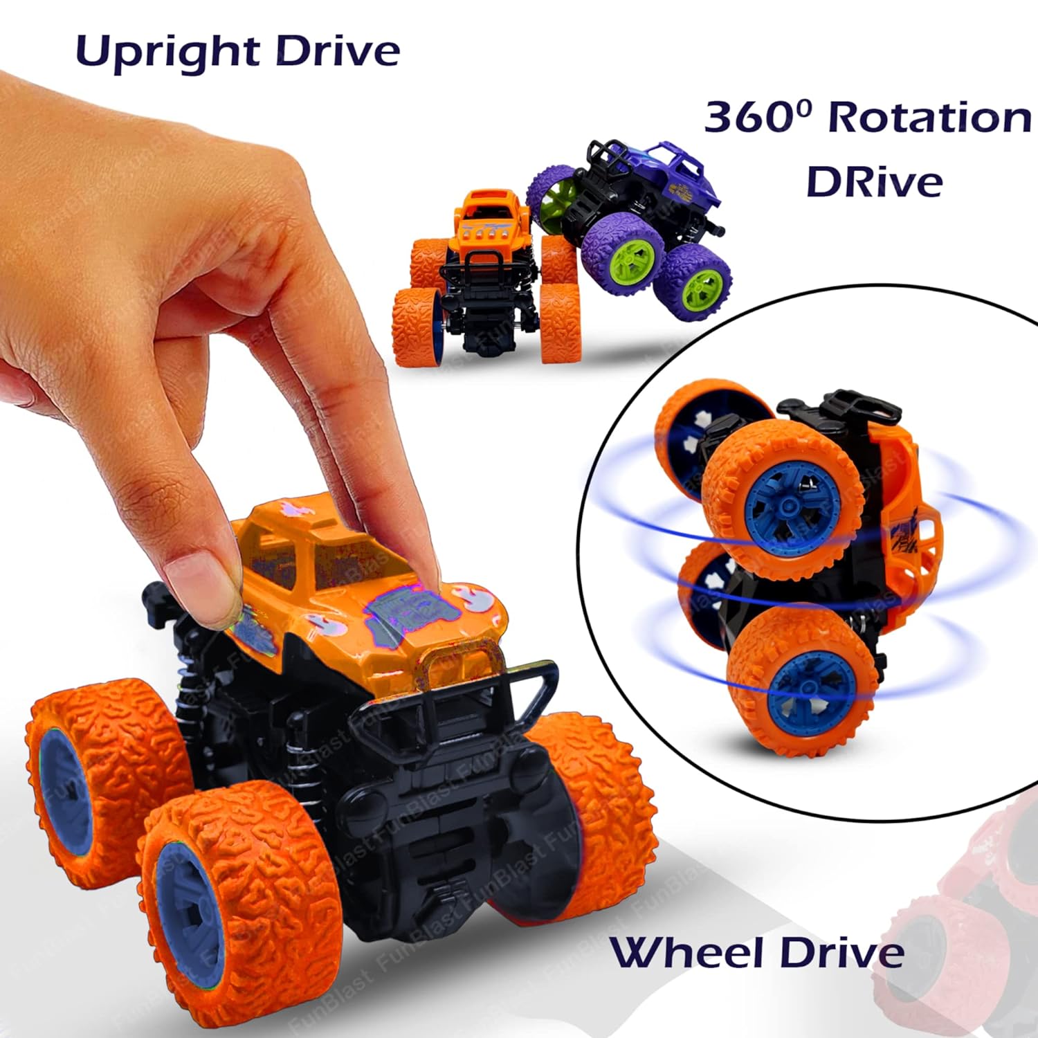 4WD Monster Truck Toys, Push & Go Toy Trucks Friction Power Toys - 4 Wheel Drive Vehicles Toy for Toddler - 1 Pcs