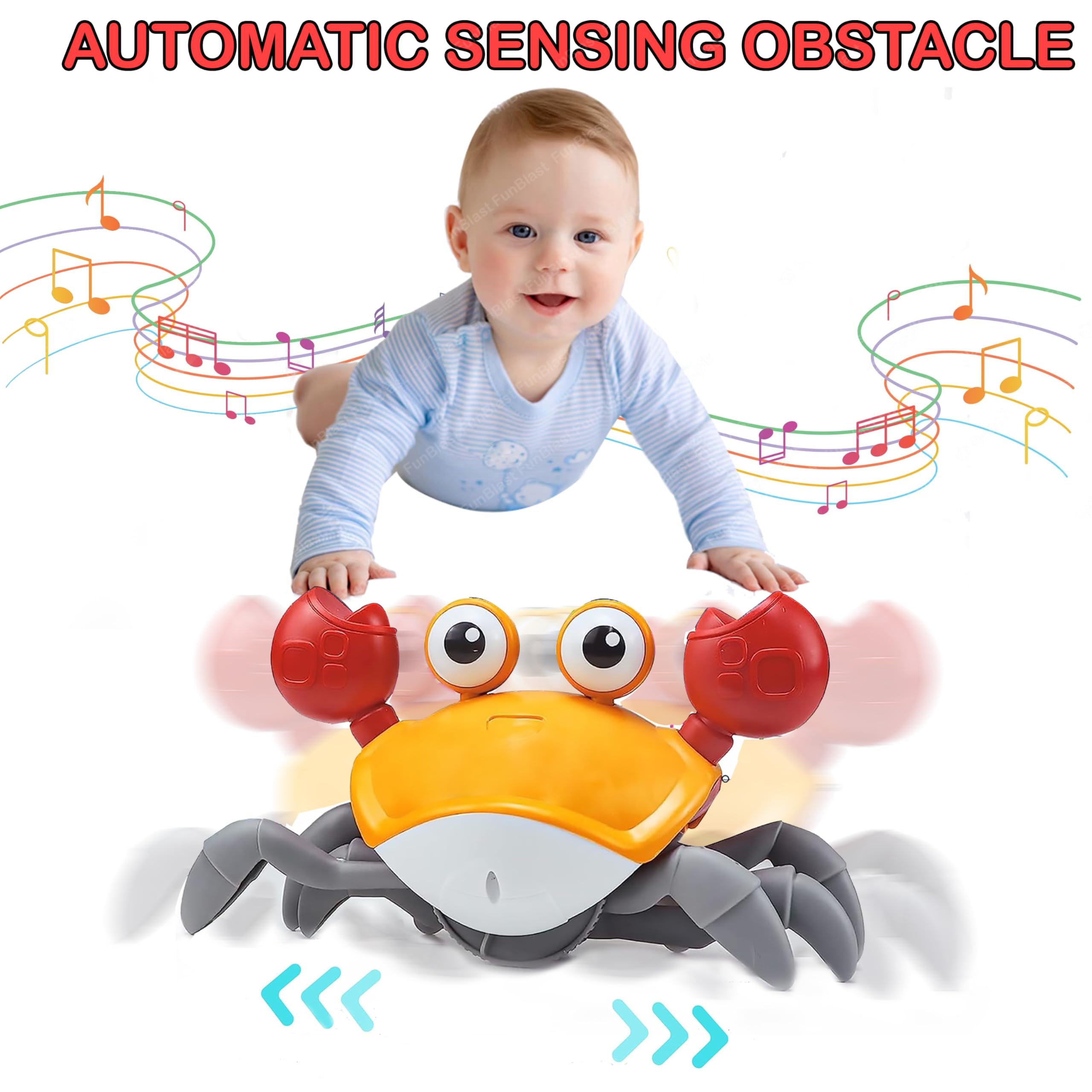 Crawling Crab Toy for Kids - Dancing Crawling Baby Toys, Electronic Walking Moving Toys for Babies Infant Toddlers Fun Play Interactive Early Learning Educational Toys (Random Color)