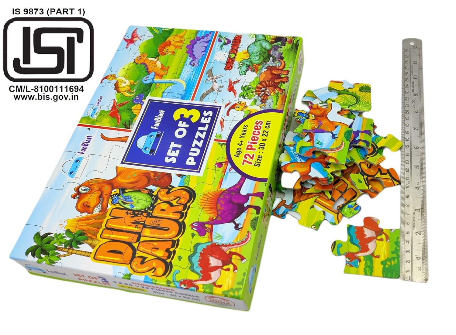 Dinosaur Jigsaw Puzzle for Kids – Educational Puzzle Toys Learning Jigsaw Puzzle, Floor Puzzle for 3+ Years Old Boys (72 Pcs)