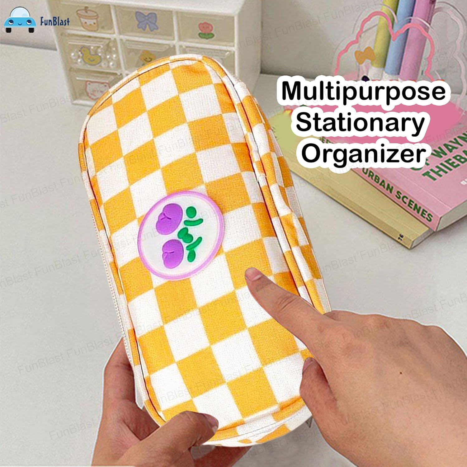 Large Capacity Aesthetic Stationery Organizer for Kids & Adults (Yellow)
