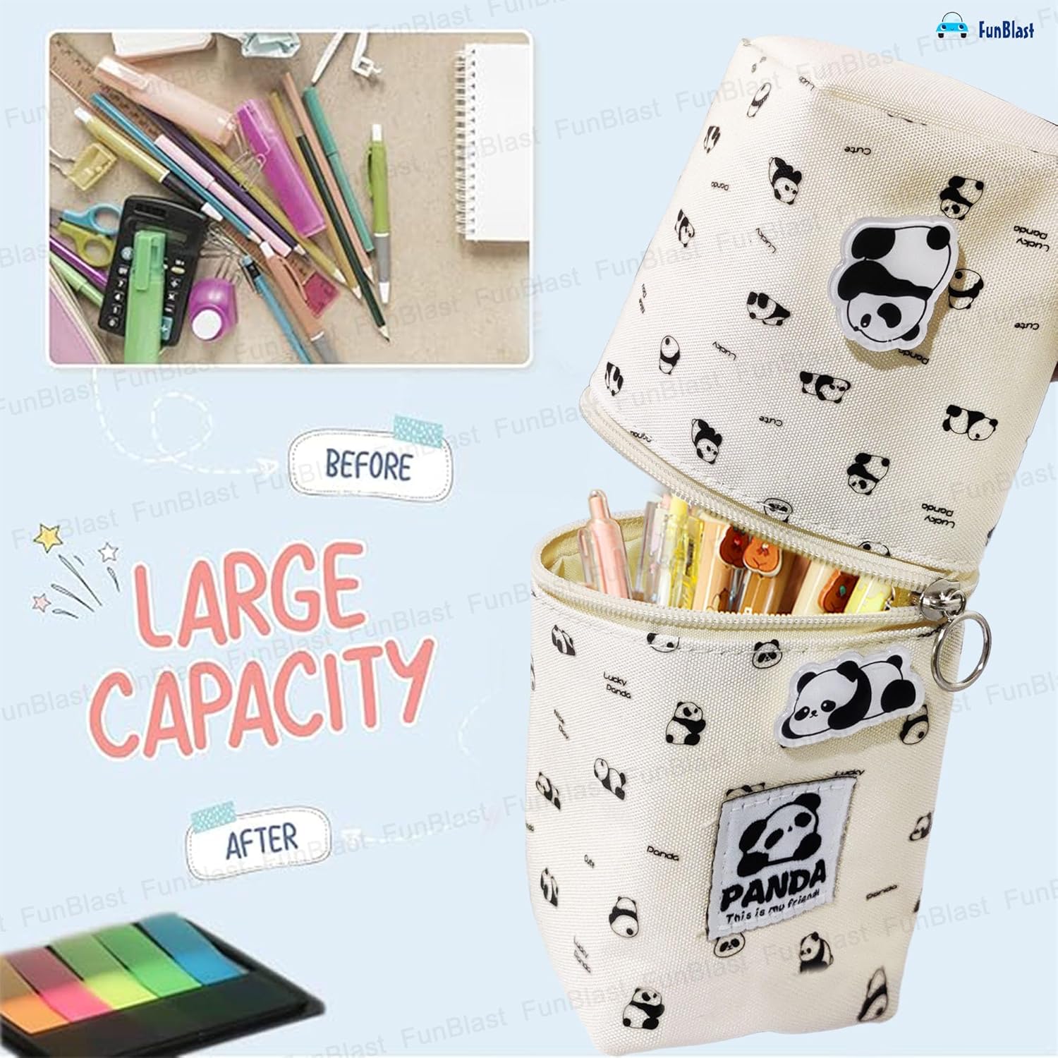 Korean Boba Pop Up Stationery Organizer Pouch for Kids (White)