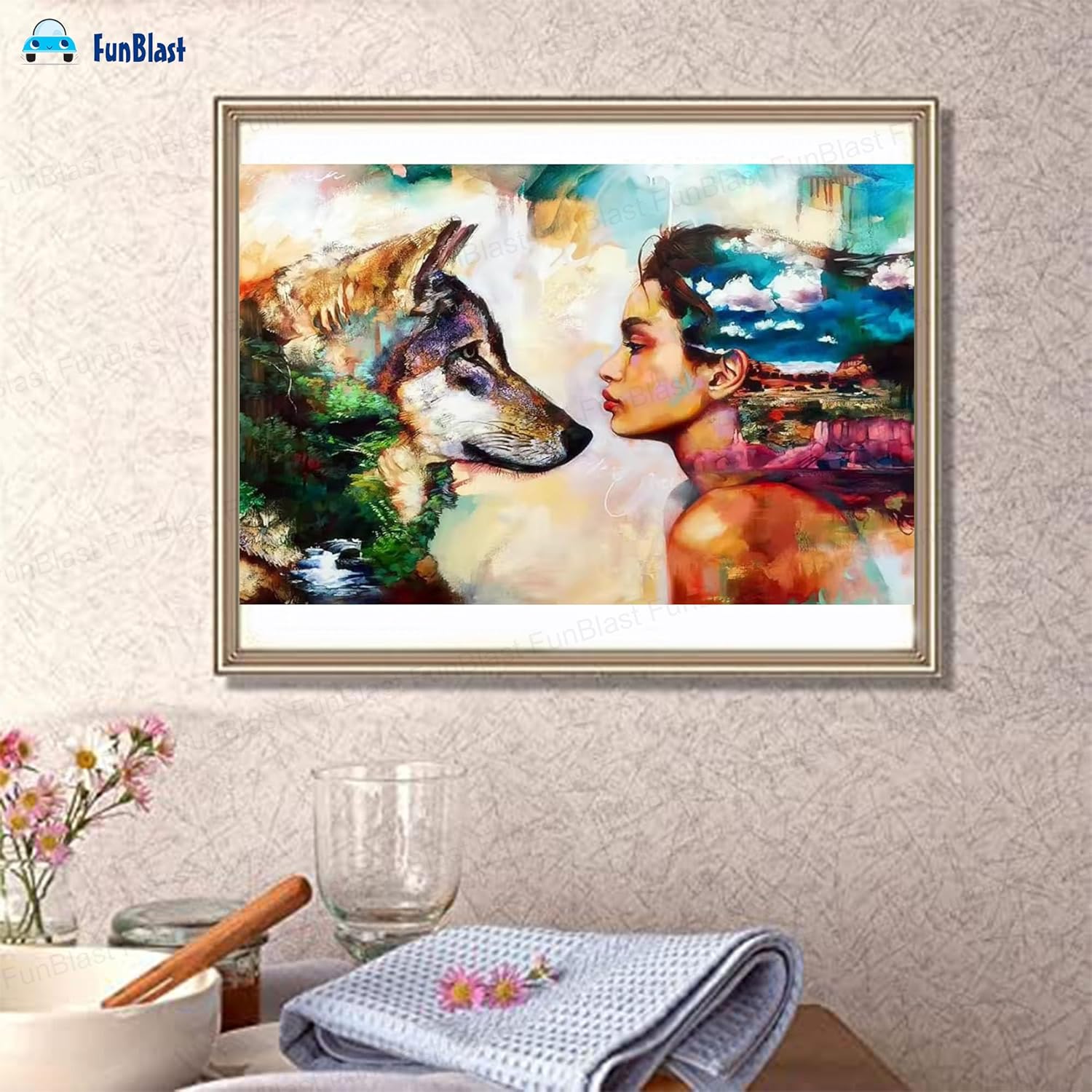 5D Diamond Painting Kit for Kids and Adults - 12x16inch Suitable for Home Leisure and Wall Decoration, Gift for Kids and Adults (Dog &amp; Girl)