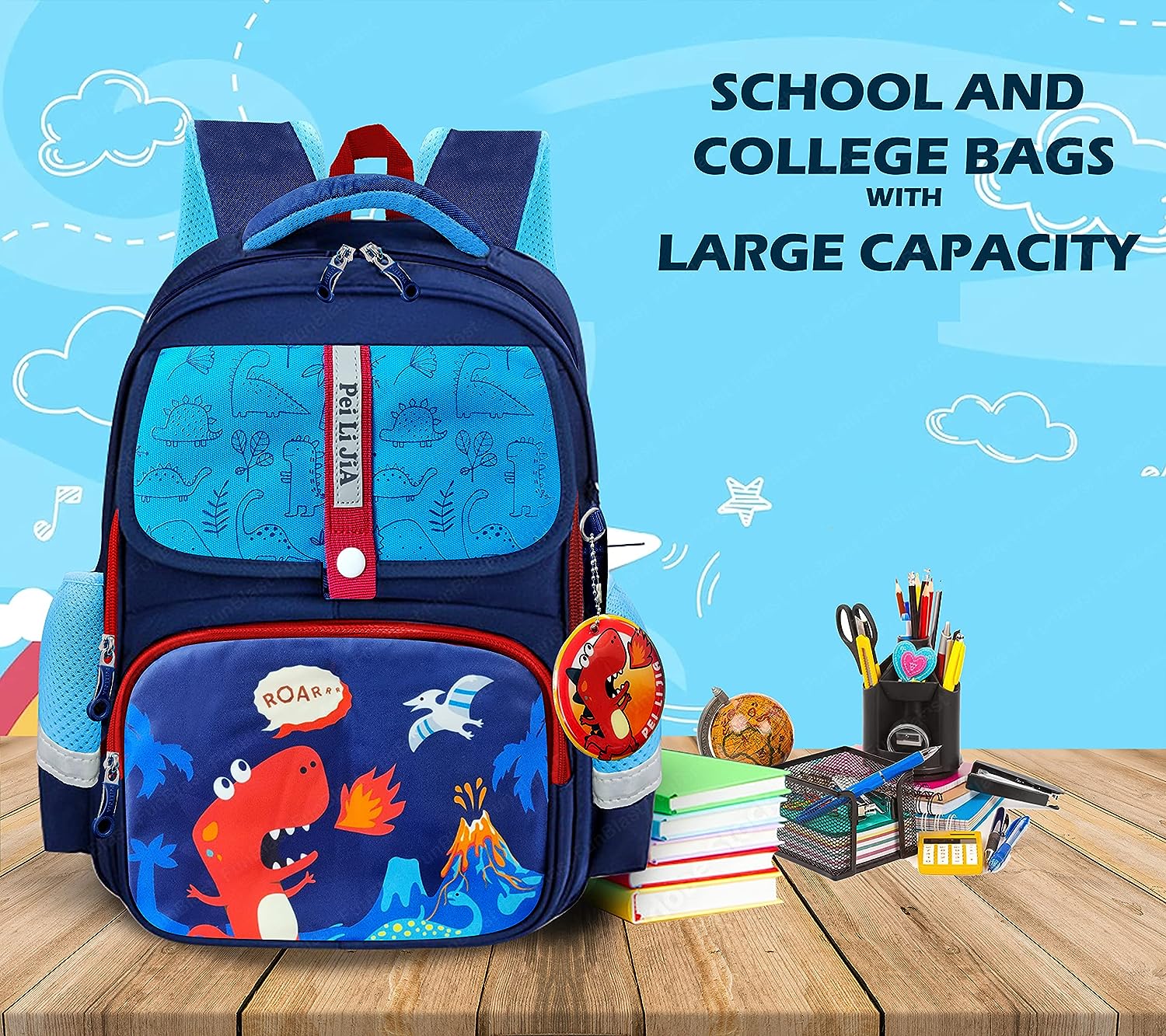 School Bags for Boys - Cartoon Bagpack for School Student, Multipurpose Bag for Kids, Boys & Girls, Orthopaedic Lightweight School Bags, Travel Bag, Picnic Bag (40 X 30 X 14 CM)
