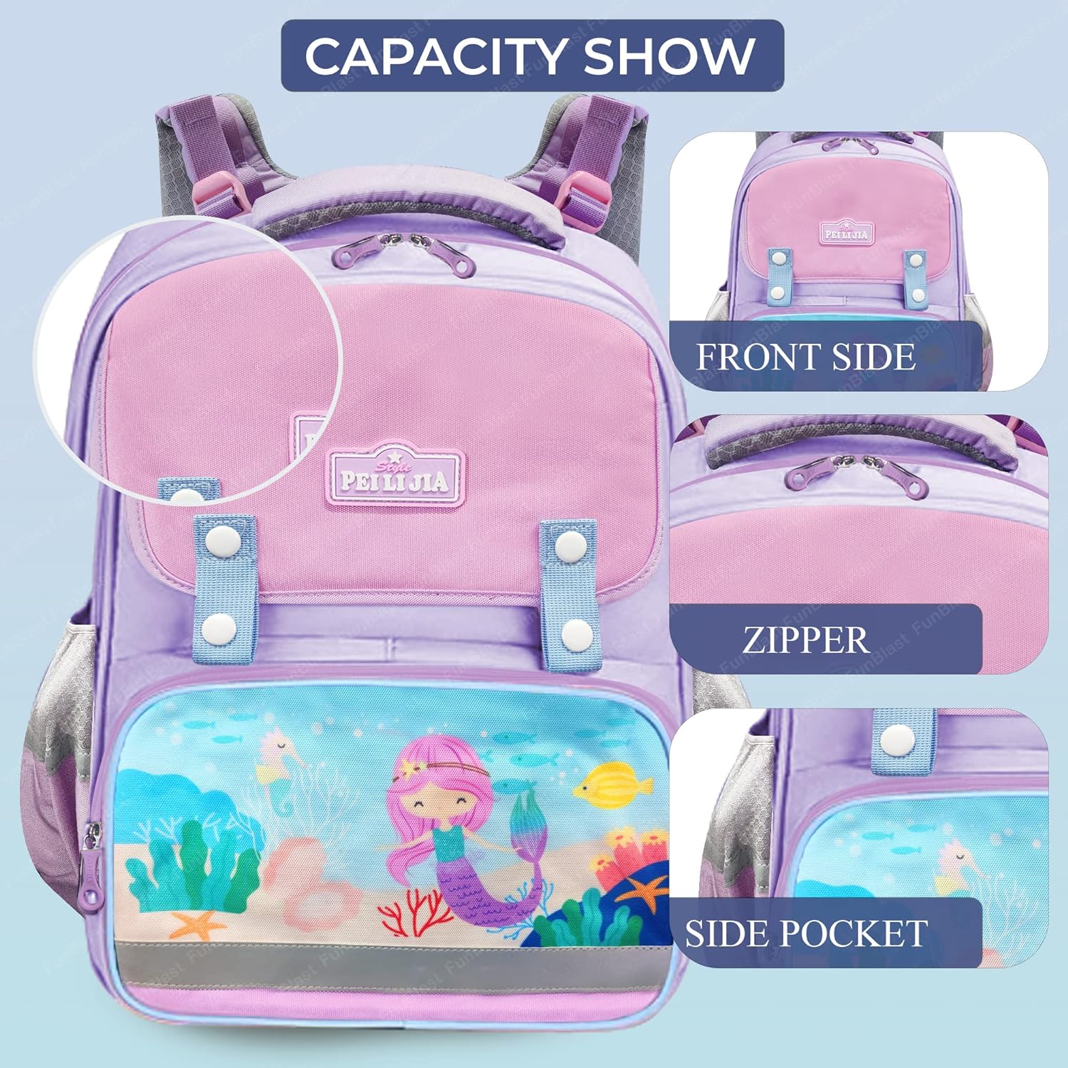 School Bag for Girls - Mermaid School Bag for Girls, Travel Backpack, Multipurpose Bag for Girls, Casual Bag for Teens, Picnic Bag for Girls (41 X 29 X 13 CM)