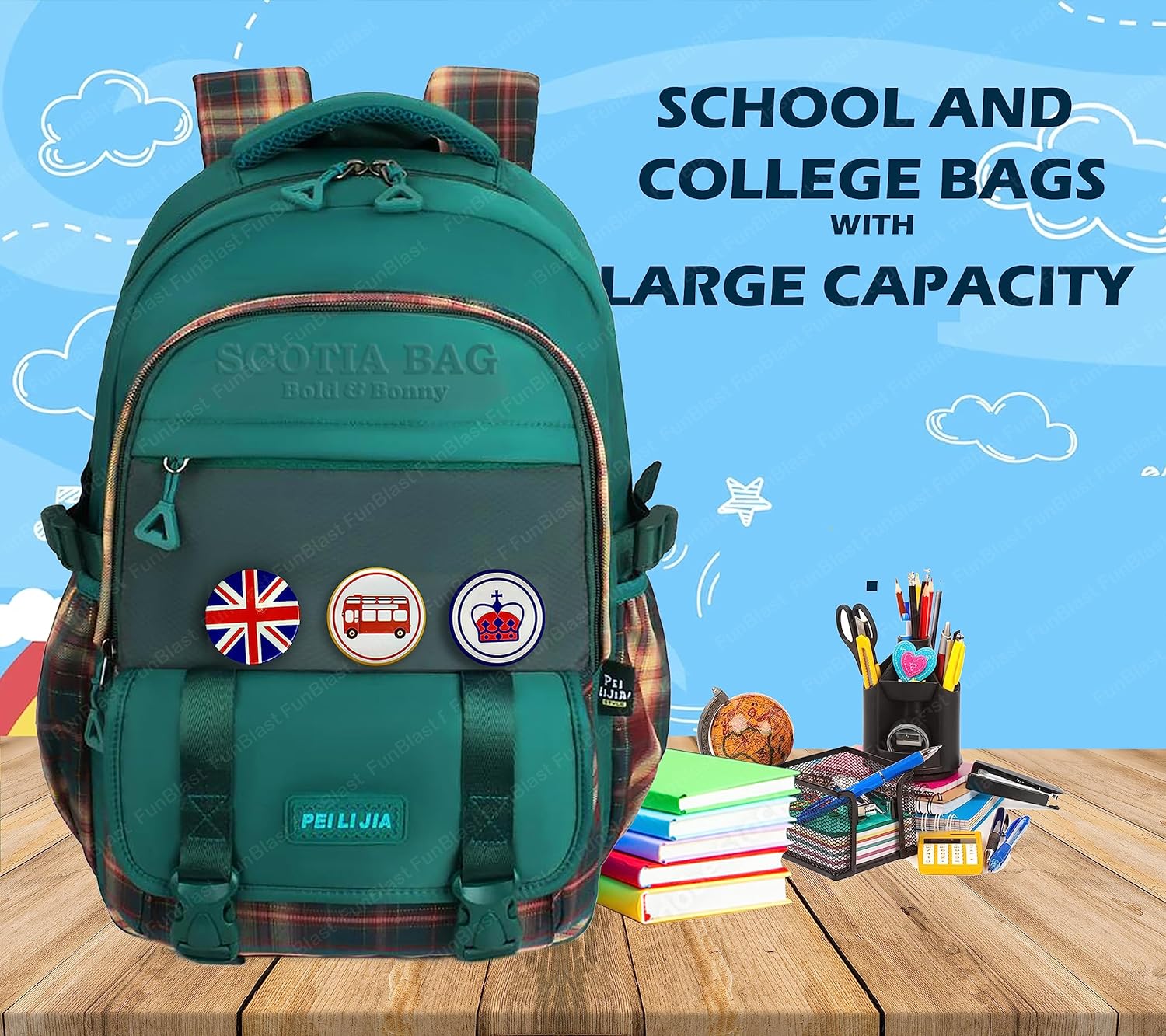 School Bagpack for Children - School and College Bag with Padded Shoulders, Multipurpose Bag for Children & Adults, Office Bag, Travel Backpack, Casual Bags (46 X 30 X 20 CM)