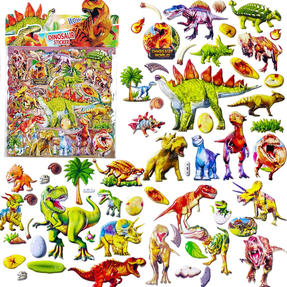 Dinosaur Theme Stickers Set – Kawaii Puffy Stickers for Kids, 3D Stickers for Girls, Aesthetic Sticker (Dinosaur Sticker Random)