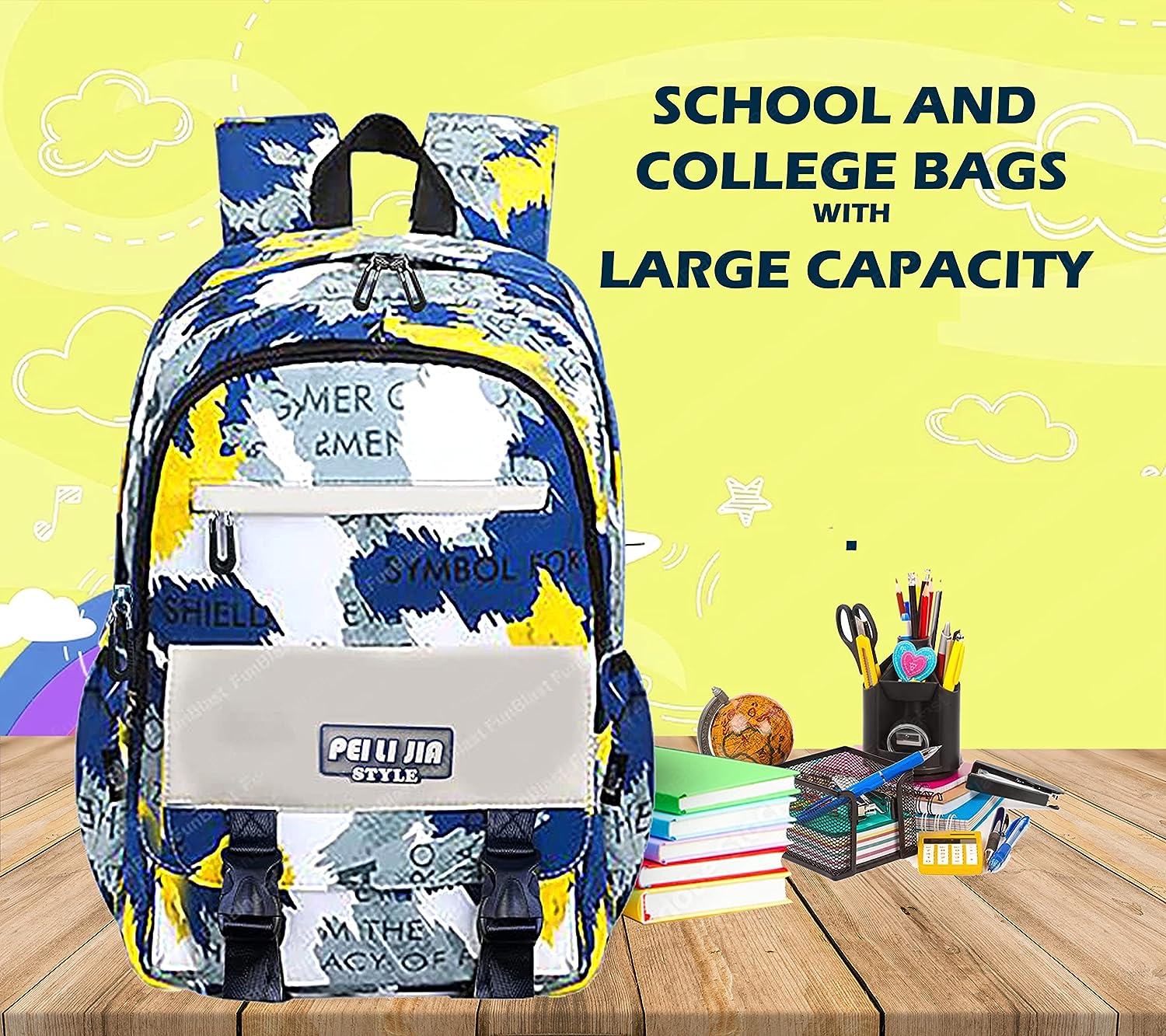 School Bags for Boys, Lightweight School and College Bags, Multipurpose Large Capacity Bag for Boys Girls Kids, Travel Bag, Picnic Bag (46 X 34 X 20 CM)