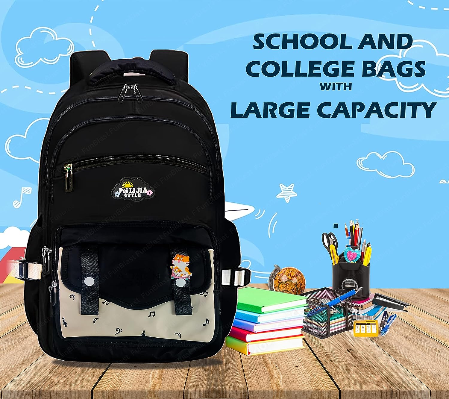 School, Office, Casual Multipurpose Backpack - School and College Bags for students, Large Capacity Bag for Boys Girls Kids, Travel Bag, Picnic Bag