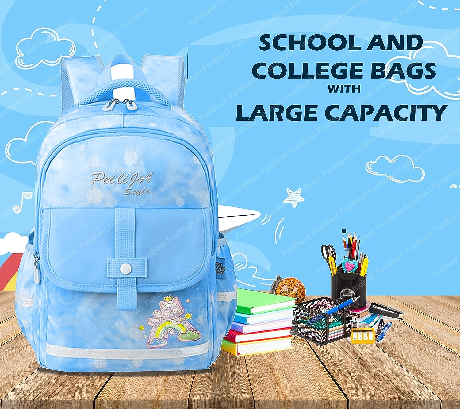 School Bag With Pouch For Girls And Boys High Quality Bag and Suitable For  Collage And
