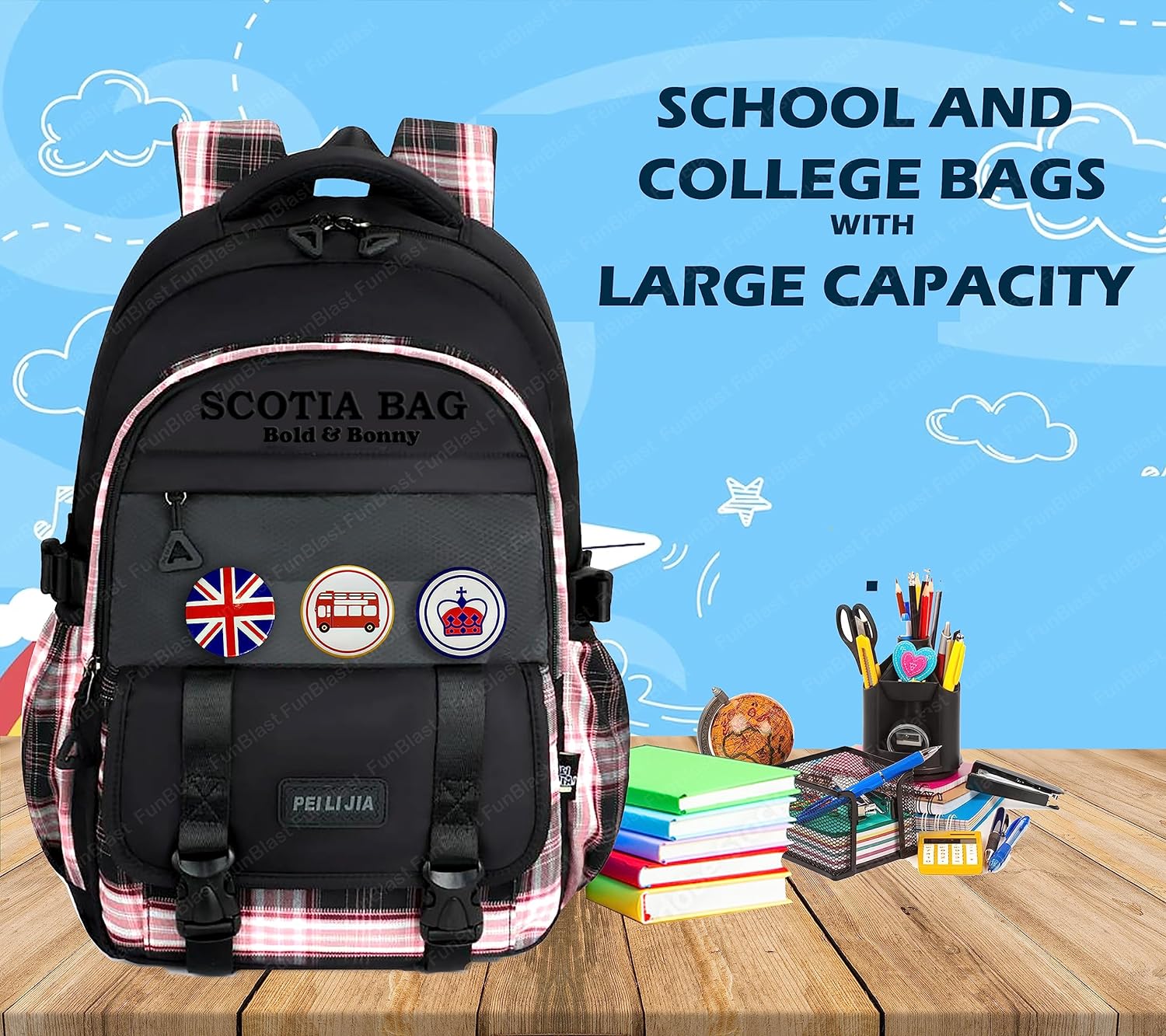 School Bagpack for Children - School and College Bag with Padded Shoulders, Multipurpose Bag for Children & Adults, Office Bag, Travel Backpack, Casual Bags (46 X 30 X 20 CM)