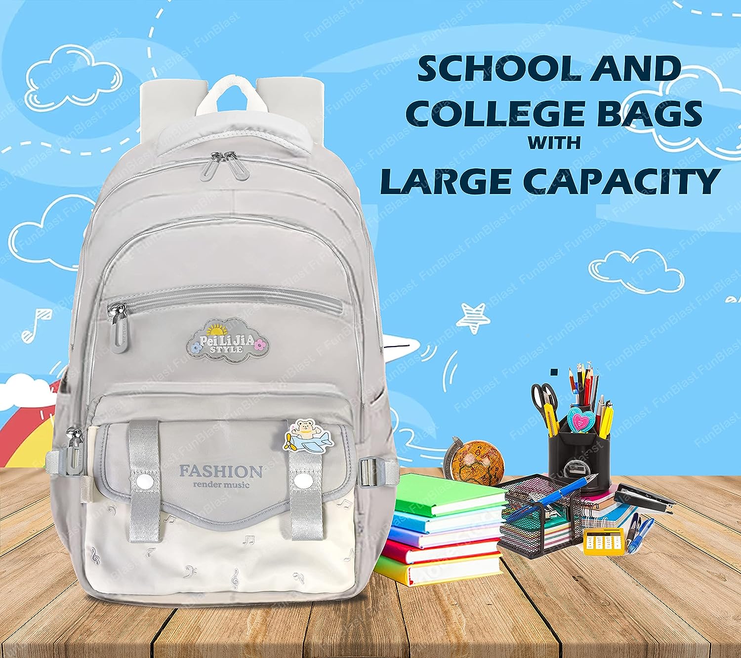 School, Office, Casual Multipurpose Backpack - School and College Bags for students, Large Capacity Bag for Boys Girls Kids, Travel Bag, Picnic Bag