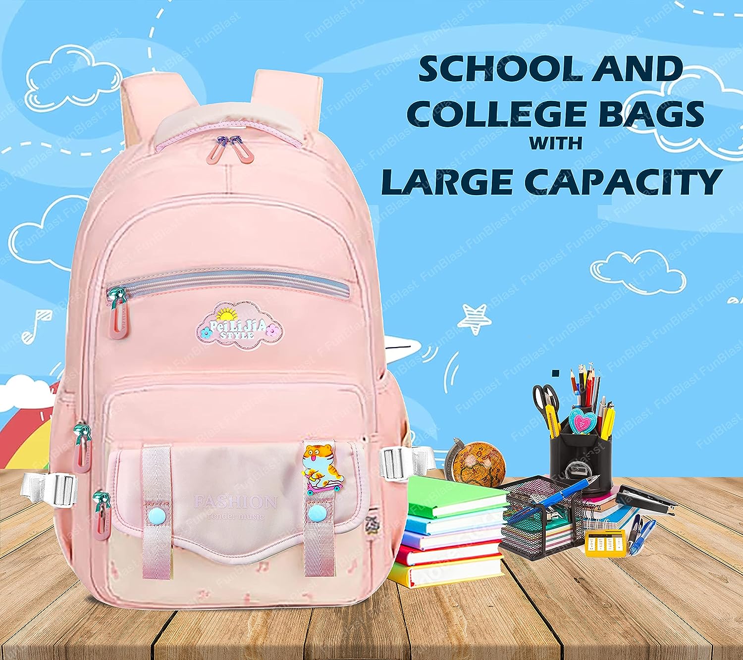 School, Office, Casual Multipurpose Backpack - School and College Bags for students, Large Capacity Bag for Boys Girls Kids, Travel Bag, Picnic Bag