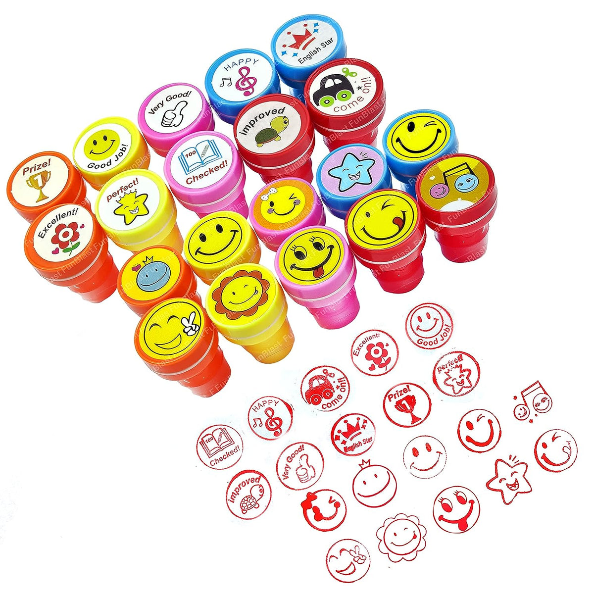 10 Emoji and 10 Motivation Stamper for Kids - Educational Toys Art and Craft School Supplies Set of 20 Learning Toys for Kids/Boys/Girls