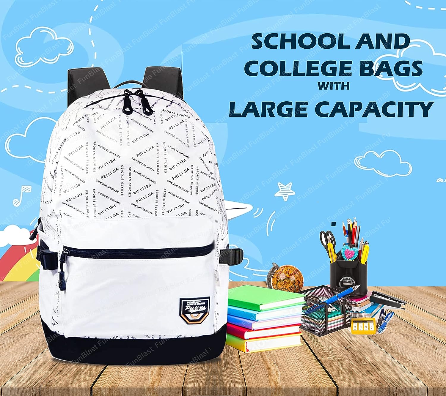 School, Office, Casual Bag - Multipurpose Backpack, School & College Bags for students, Large Capacity Unisex Travel Backpack, Picnic Bag (46 X 34 X 20 CM)