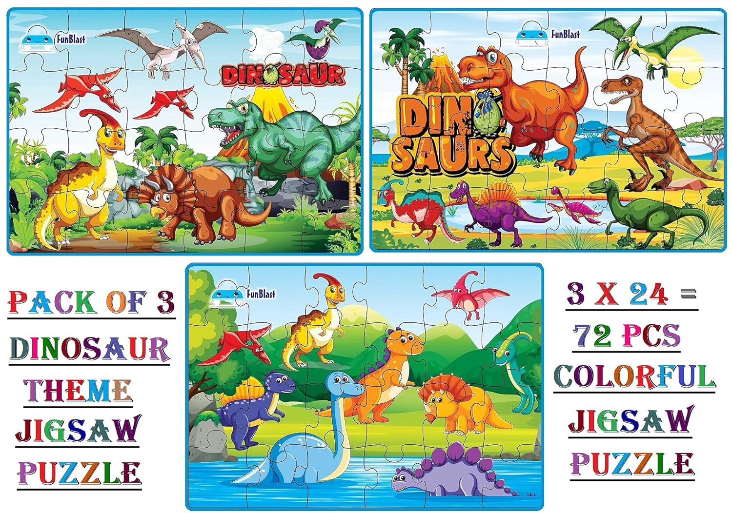 Dinosaur Jigsaw Puzzle for Kids – Educational Puzzle Toys Learning Jigsaw Puzzle, Floor Puzzle for 3+ Years Old Boys (72 Pcs)