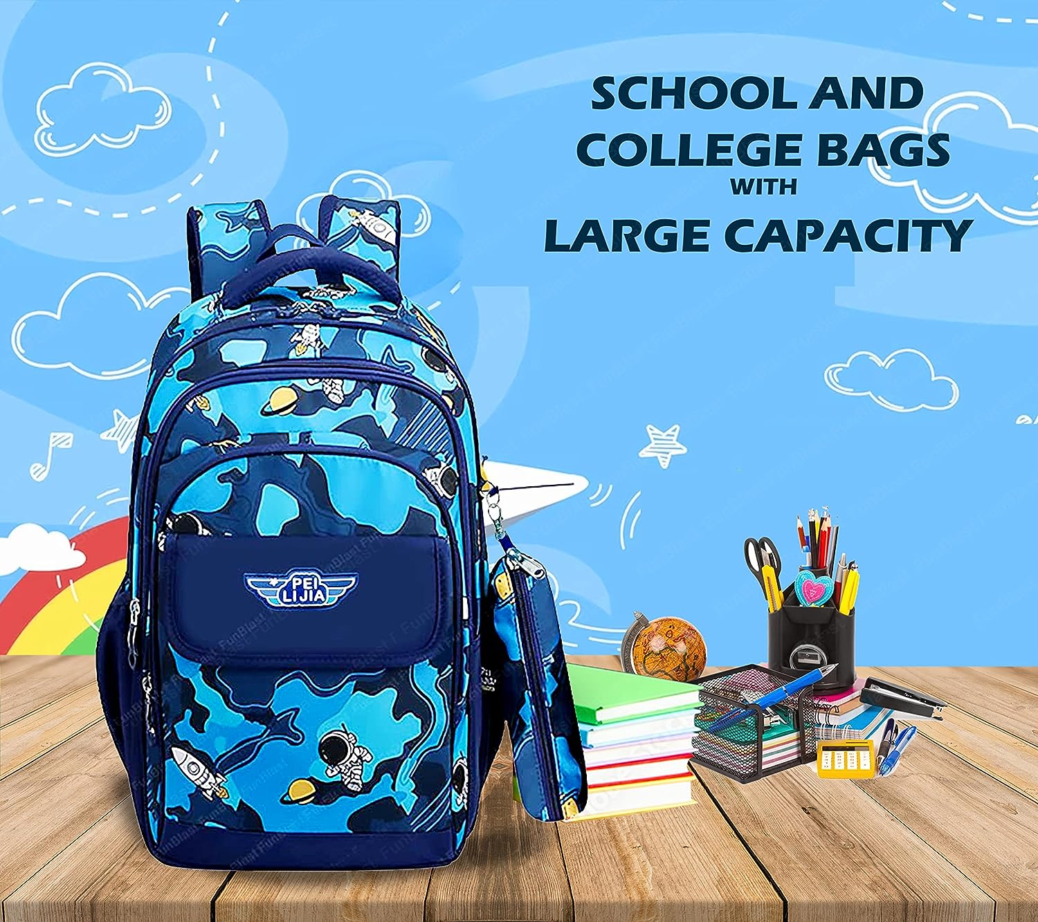Boys Rolling Backpack, Fanspack Roller Backpack for Kids School Bag Wh–  backpacks4less.com