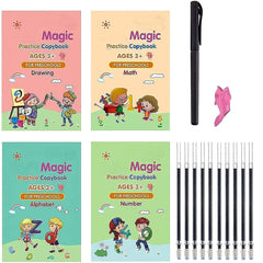 Sank Magic Practice Copybook, (Set of 4 Book + 10 Refill) Tracing Practice Book with Pen, Magic Calligraphy Set Practical