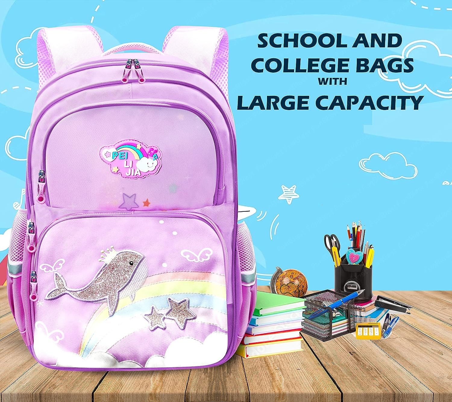 School Bag for Girls - School Backpack, College Backpack, Travel Backpack, Office Bag, Multipurpose Bag for Girls, Casual Bagpack for Teens, Picnic Bag for Girls (39 X 28 X 15 CM)